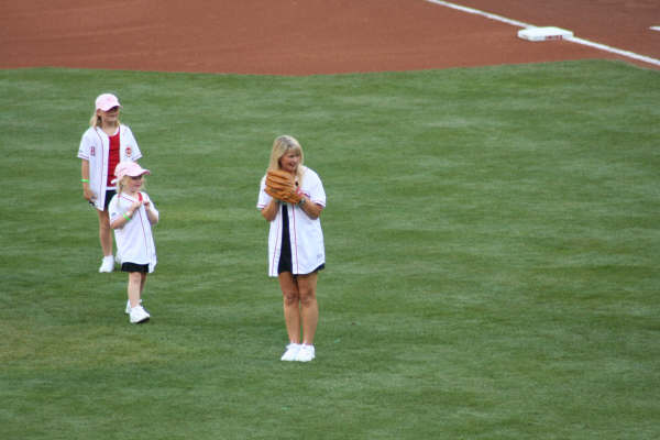 Kristi Throws Out the First Pitch